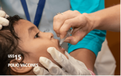 Child receiving oral polio vaccine